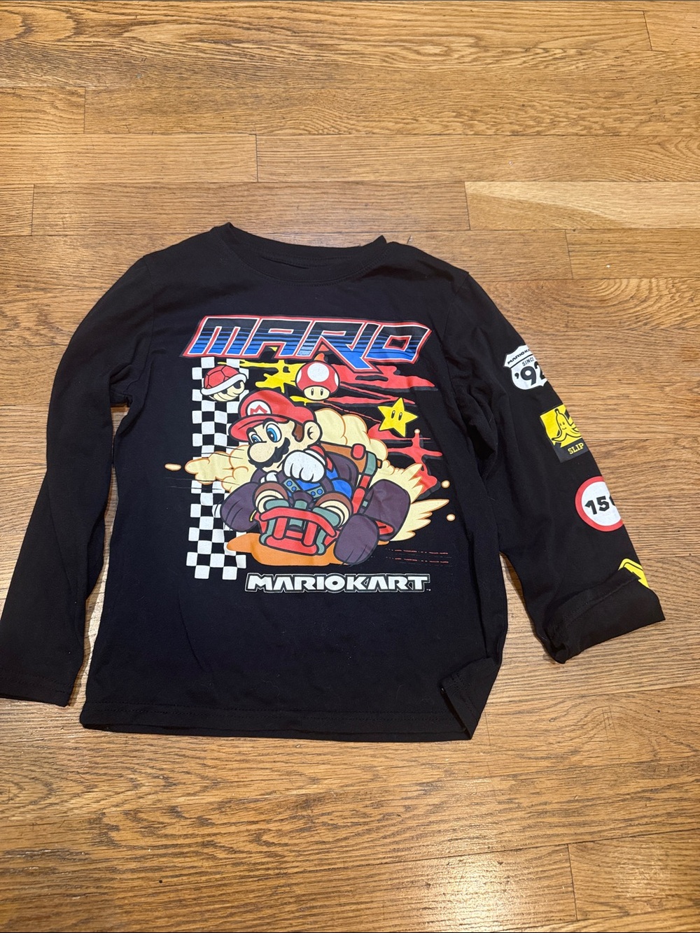 Nintendo Black Mario Kart Long Sleeve Graphic Tee